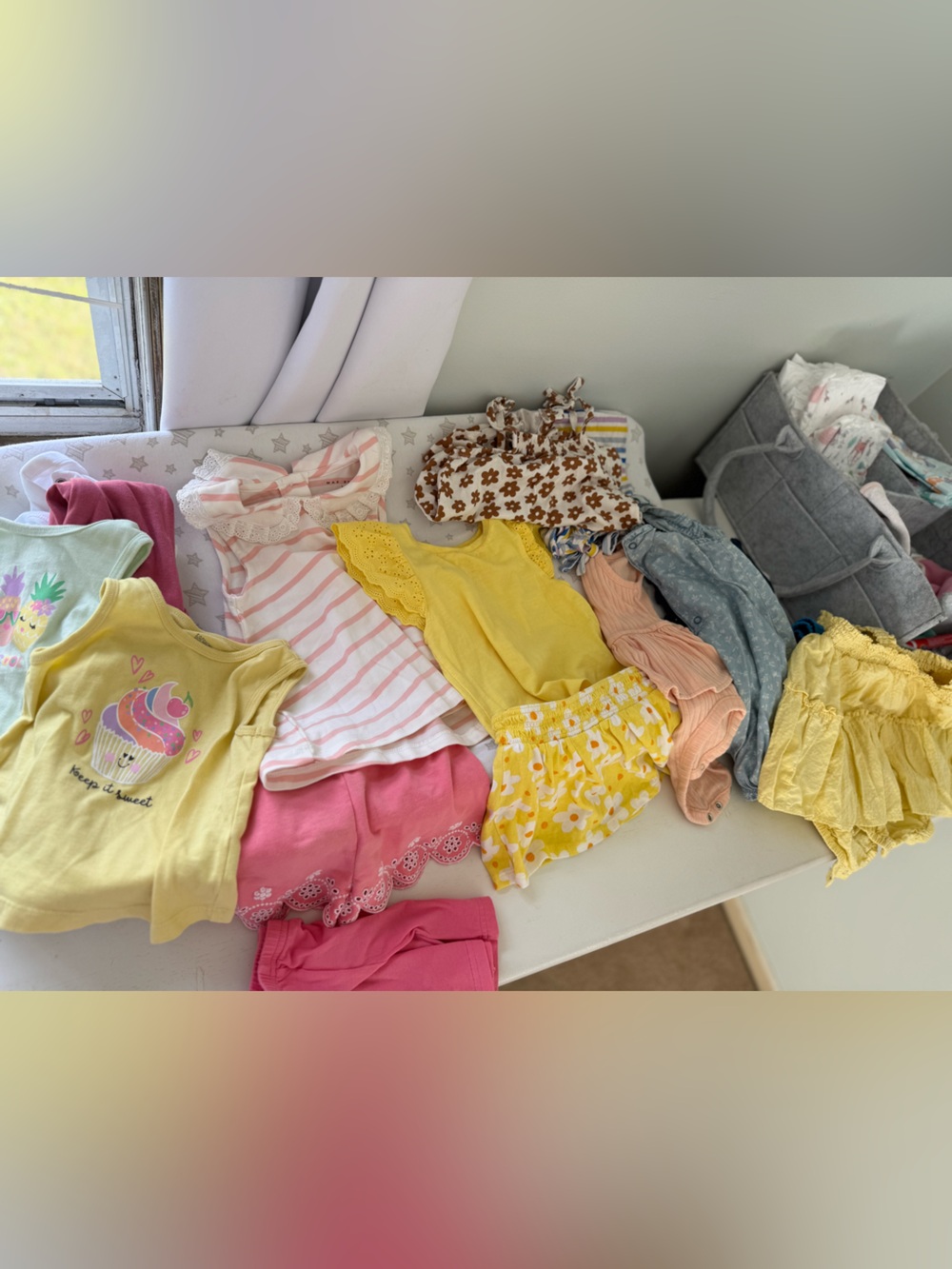 Assorted Baby Girls Summer Tops & Shorts - Yellow, Pink, White